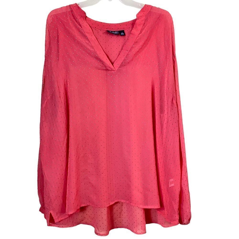A.N.A Sheer Coral Embellished Blouse Size 1X